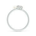 thumbnail image 2 of ANGARA Freshwater Cultured Pearl & Tilted Diamond 2-Stone Grande Engagement Ring in 14K White Gold for Women | June Birthstone, Birthday, Anniversary, Jewelry Gift for Women | Pearl Ring, 2 of 7