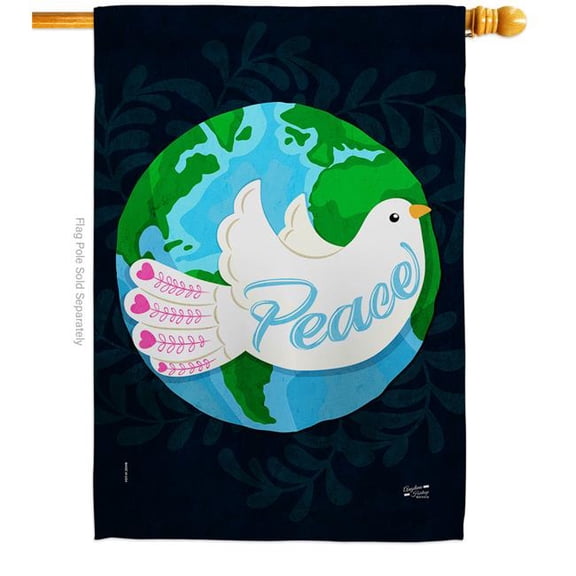 Angeleno Heritage H137441-BO 28 x 40 in. Peace Sweet Life Earth Double-Sided Decorative Vertical House Flags - Decoration Banner Garden Yard Gift