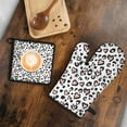 thumbnail image 5 of Pink and Black Of Leopard Print Kitchen Oven Mitt and Pot Holder Sets 2 Pcs for Baking, Cooking and Grilling, Heat Resistant Up To 392 °F, 5 of 7
