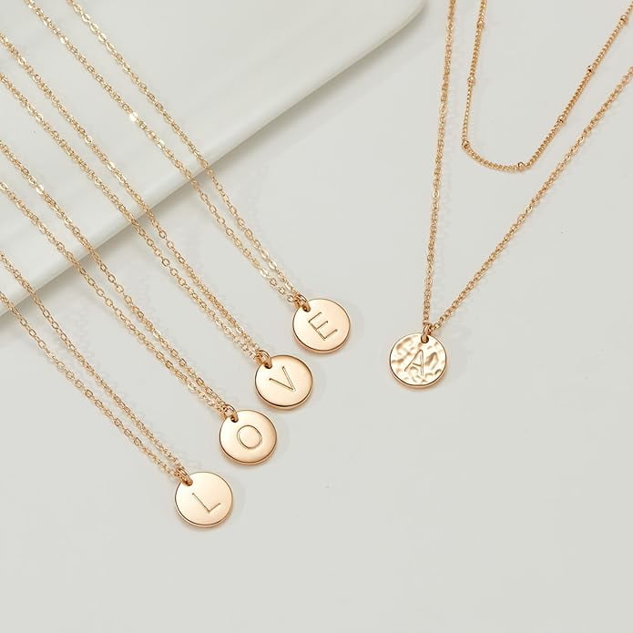 Layered Initial Necklace For Women - 14K Gold Plated Paperclip Chain With Star & Letter Pendant, 3-Piece Set