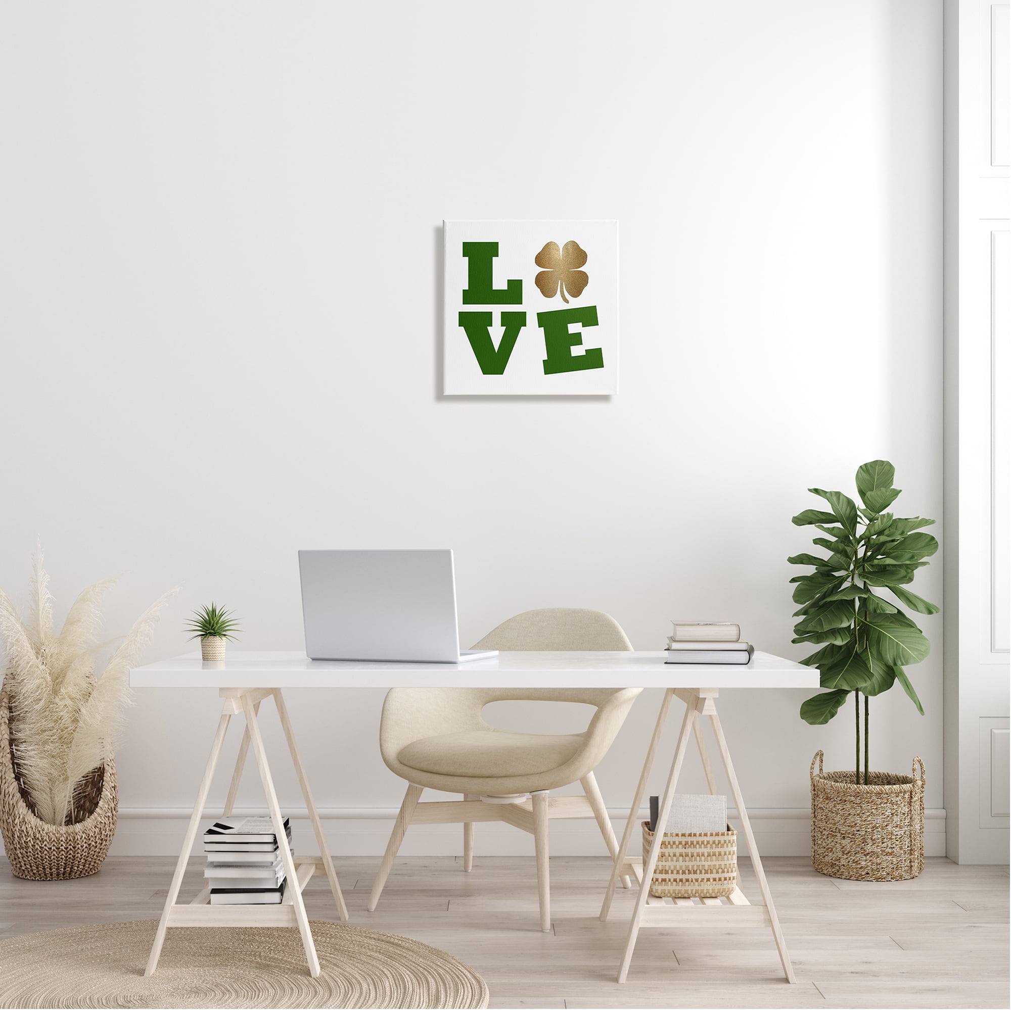 Stupell St Patrick's Day Clover Love Symbol Holiday Painting Gallery Wrapped Canvas Print Wall Art