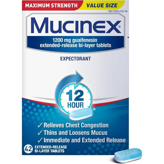 Mucinex Strength Expectorant Maximum Strength 1200 Mg Tablets, 42 Ea, 6 Pack
