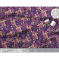 thumbnail image 3 of Soimoi Purple Cotton Duck Fabric Leaves & Austin Rose Floral Print Fabric by the Yard 42 Inch Wide, 3 of 3