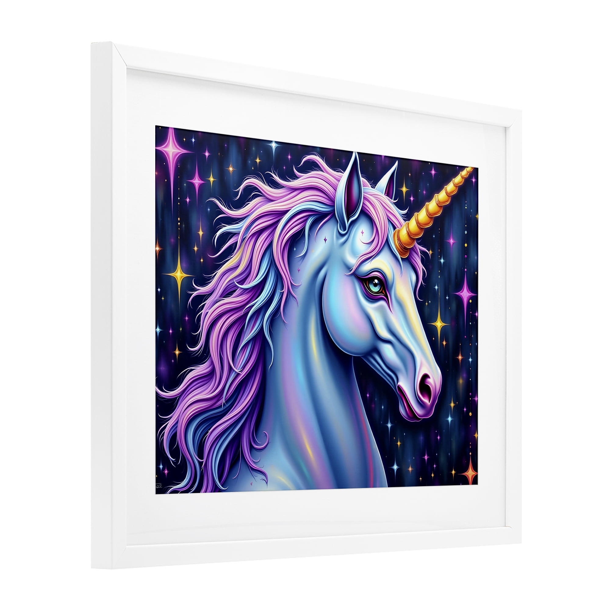 Stupell Industries Star Dancer Unicorn White Framed Print Under Glass, design by Tabz Jones