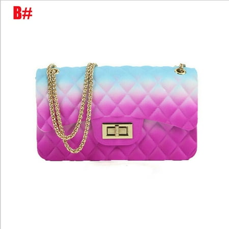 Loliuicca Women Jelly Chain Bag Women's Rainbow PVC Bag Shoulder Handbag