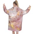 thumbnail image 3 of Marble Texture Print Oversized Blanket Hoodie, Wearable Blanket Adult For Women Men And Teenager, Super Soft Warm Flannel Fluffy Hooded Blankets Sweatshirt With Big Pocket, 3 of 8