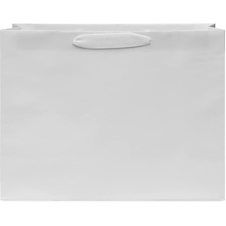 Prime Line Packaging Large PB Twill White Paper Shopping Bags 25 Pack - 16x6x12