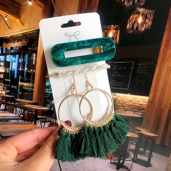Fashion Earring Sets - Pearl Hair Clips, Barrettes and Tassel Earrings For Women And Girls, Acrylic Hairpins, Hair Accessories 2023
