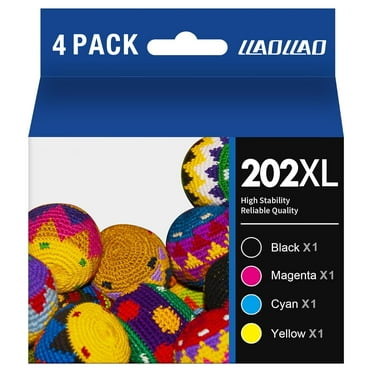 202 XL Ink Cartridge for Epson 202 202XL T202 Ink Cartridgefor Workforce WF-2860 Expression Home XP-5100 All-in-one Printer (4-Pack)