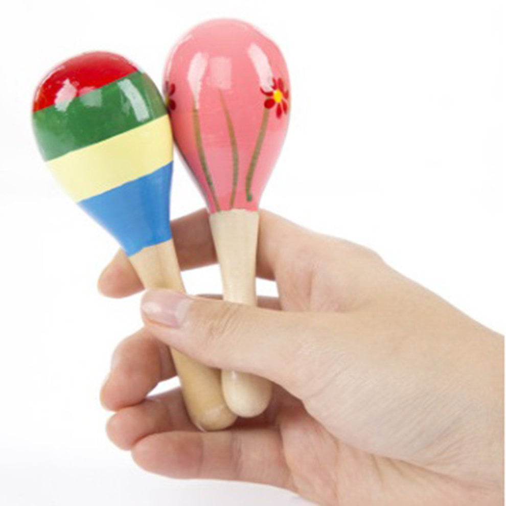 Kids Baby Toddler Wooden Toy Maracas Rumba Shakers Musical Party Rattles Gift 