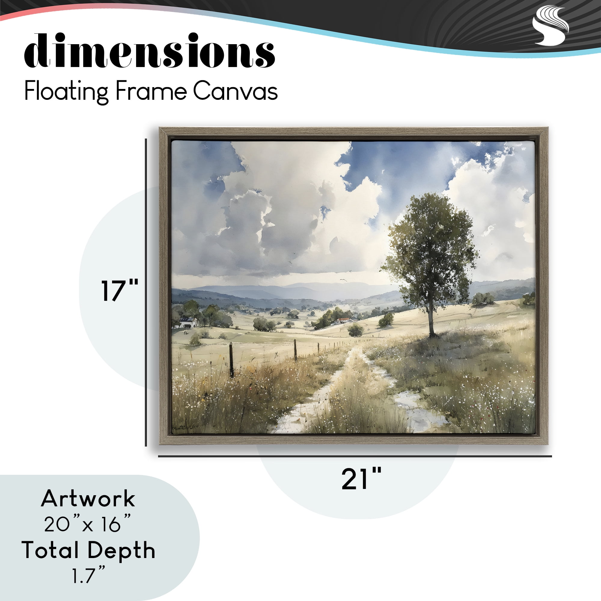 Stupell Industries Wagon Road Through Meadow Brown Framed Floater Canvas Wall Art, design by Franklyn Gregory