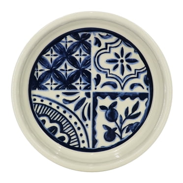 8" White & Blue Tile Ceramic Container Stand by Ashland  - Spring Home Decor