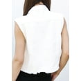 thumbnail image 7 of Womens Juniors Cotton Denim Blue Sleeveless Crop Jacket Jean Vest, Off-white, Medium, 7 of 7