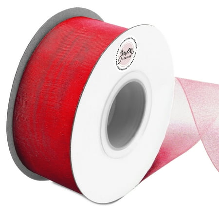 UPC: 0810056348298 | Red Sheer Organza Ribbon for Crafts and Wedding  1.5  x 50 Yards by Gwen Studios