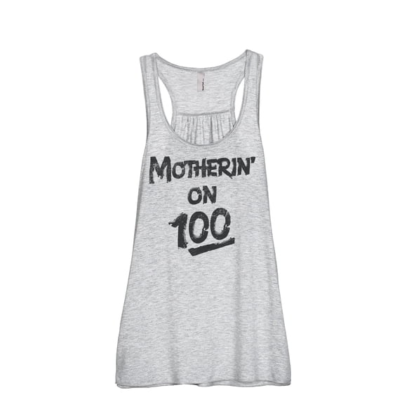 Motherin' On 100 Women's Fashion Sleeveless Flowy Racerback Tank Top Sport Grey X-Large