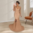 thumbnail image 4 of BAETEUY Women Evening Dress - Deep V Neck Split Hem Sequin Skinny Fishtail Hem Prom Dress, 4 of 7
