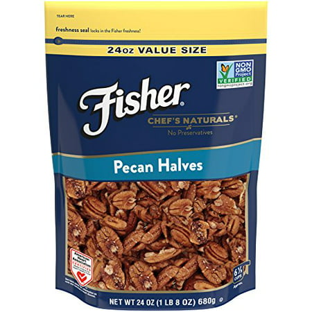 Fisher Non-GMO, No-Preservatives, Heart Healthy Pecan Halves, 24