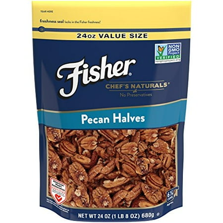 - Fisher Pecan Halves, No Preservatives, Non-GMO, Heart Healthy 24 oz
