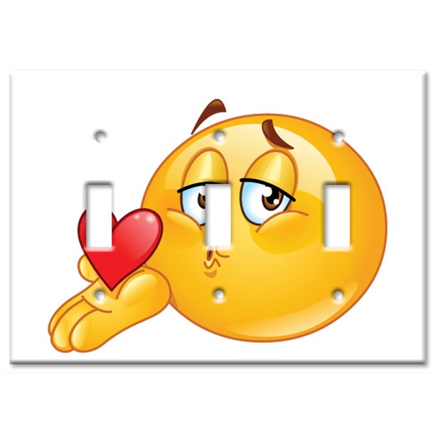 Triple Gang Toggle OVERSIZE Wall Plate - Blow a Kiss Emoji ...