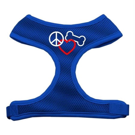 Mirage Pet Products Peace Love Bone Design Soft Mesh Harnesses Blue Extra Large