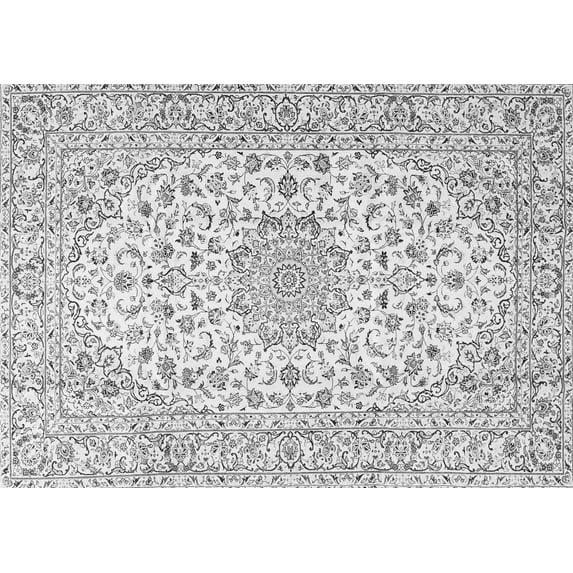 Ahgly Company Indoor Rectangle Medallion Gray Traditional Area Rugs, 2' x 5'