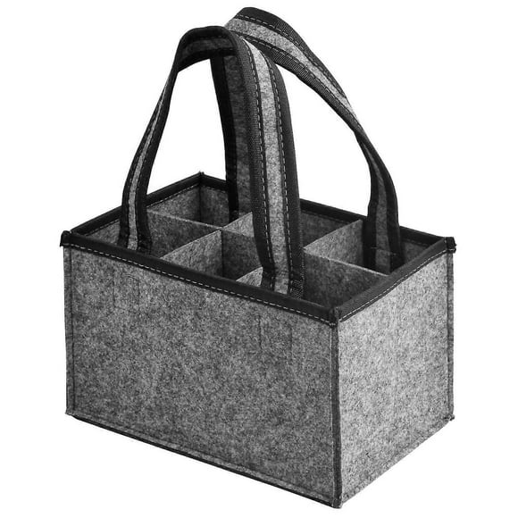 Bolsa de fieltro para 6 botellas de vino, reutilizable, con asa, con divisor, portabotellas portátil