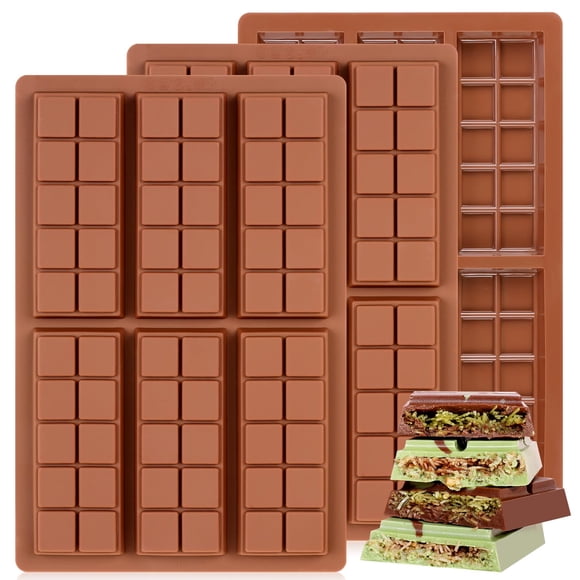 Molde de silicona antiadherente primario para barras de chocolate, juego de 3