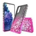 thumbnail image 3 of For Apple iPhone 13 (6.1") Gradient Quicksand Glitter Flowing Liquid Floating Sparkly Bling Diamond Rubber Hybrid Phone Case Cover by Xpression [Black / Pink], 3 of 4