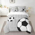 thumbnail image 2 of Manfei Sport Soccer 7-Piece Twin Bedding Sets for Female Men Teens,Boys Football Print Bedding Comforter Set,Ball Gamer Breathable Sheet Sets,Luxury Bedroom Decor,Reversible, 2 of 8
