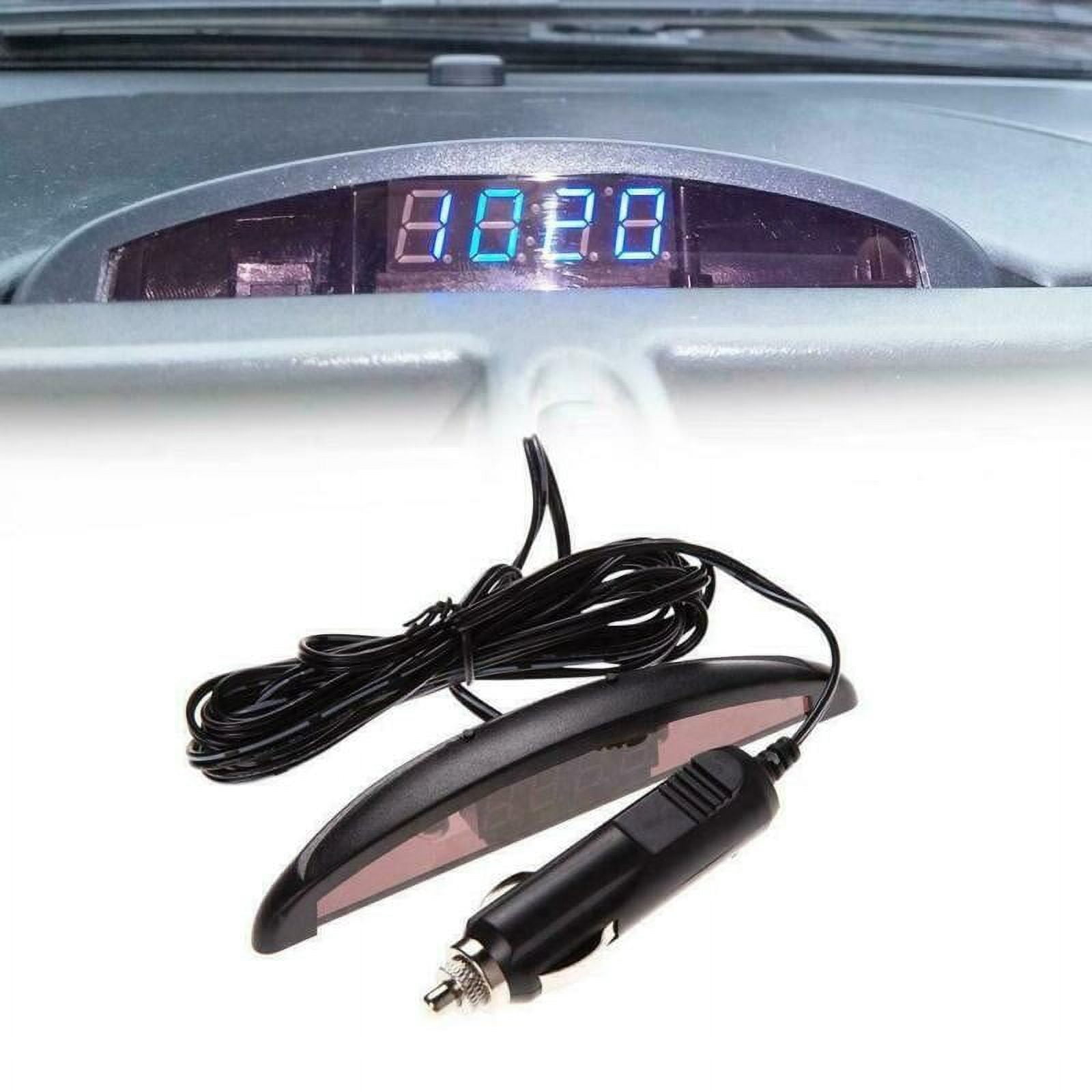 Lecreatekit 3In1 Car Clock, 12V 3In1 Vehicle Car Kit Thermometer Voltmeter Clock Multi Function LED Digital Display, Ensures Clear Visibility Even