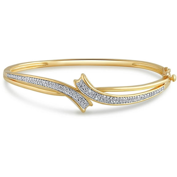 Arista Diamond Accent Fashion Bangle in 14K Yellow Gold over Brass