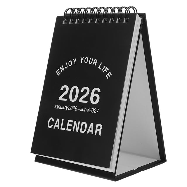 Mini Calendario de Escritorio 2026: Agenda Mensual Compacta con Puertas Abatibles para Escritorio 2026 - para Organizar el Hogar, la Escuela y la Oficina (Negro)