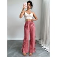 thumbnail image 4 of Womens Gingham Plaid Wide Leg Pants Y2k Lounge Pants Lace Up Loose Trousers Red XL, 4 of 9