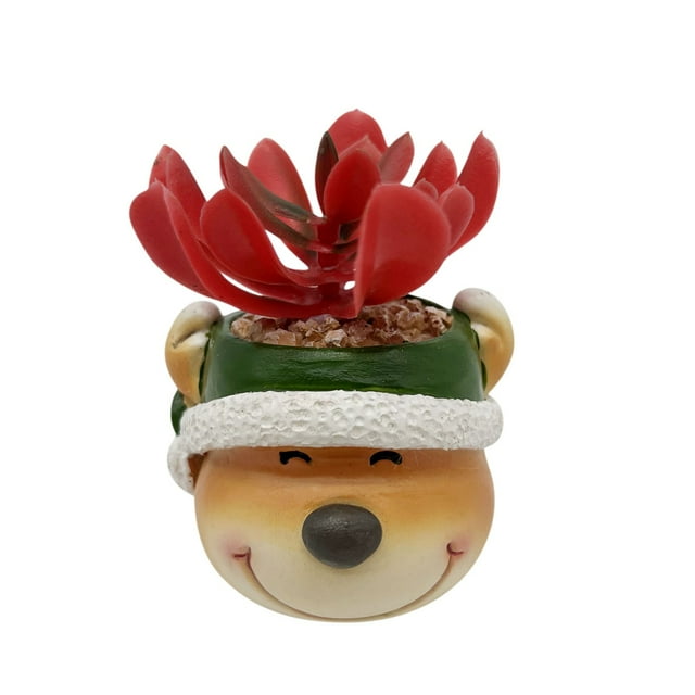 Flores de Resina, Maceteros de Plástico, Artificial para Navidad, Jardín, Handicrafts, Decoración de Flor, Resistente, Durable, para Exterior, Macetero de Suculenta, Estilo Navideño,