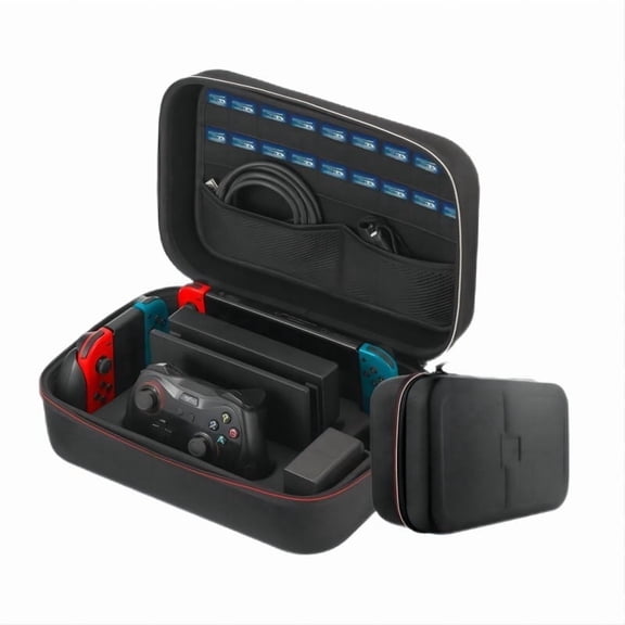 Switch Case for Nintendo Switch and Switch OLED Model, Portable Full Protection Carrying Travel Bag with 18 Game Cards Storage for Switch Console Pro Controller Accessories Black