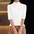 thumbnail image 5 of biudgviw 3/4 Sleeve Sweater for Women Mock Neck Casual Pullover Tops Loose Fit Plain Lightweight Fall Sweater, 5 of 5