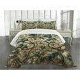 thumbnail image 3 of Ambesonne Leaf Print Quilted Bedspread Set 3 Pcs, Swirling Branches Ivy, Queen Size, Pale Brown Hunter Green, 3 of 5
