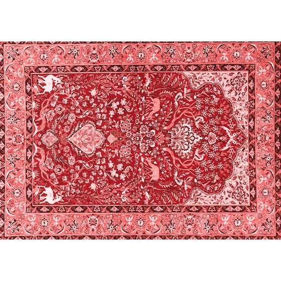 Ahgly Company Indoor Rectangle Animal Red Traditional Area Rugs, 2' x 3'
