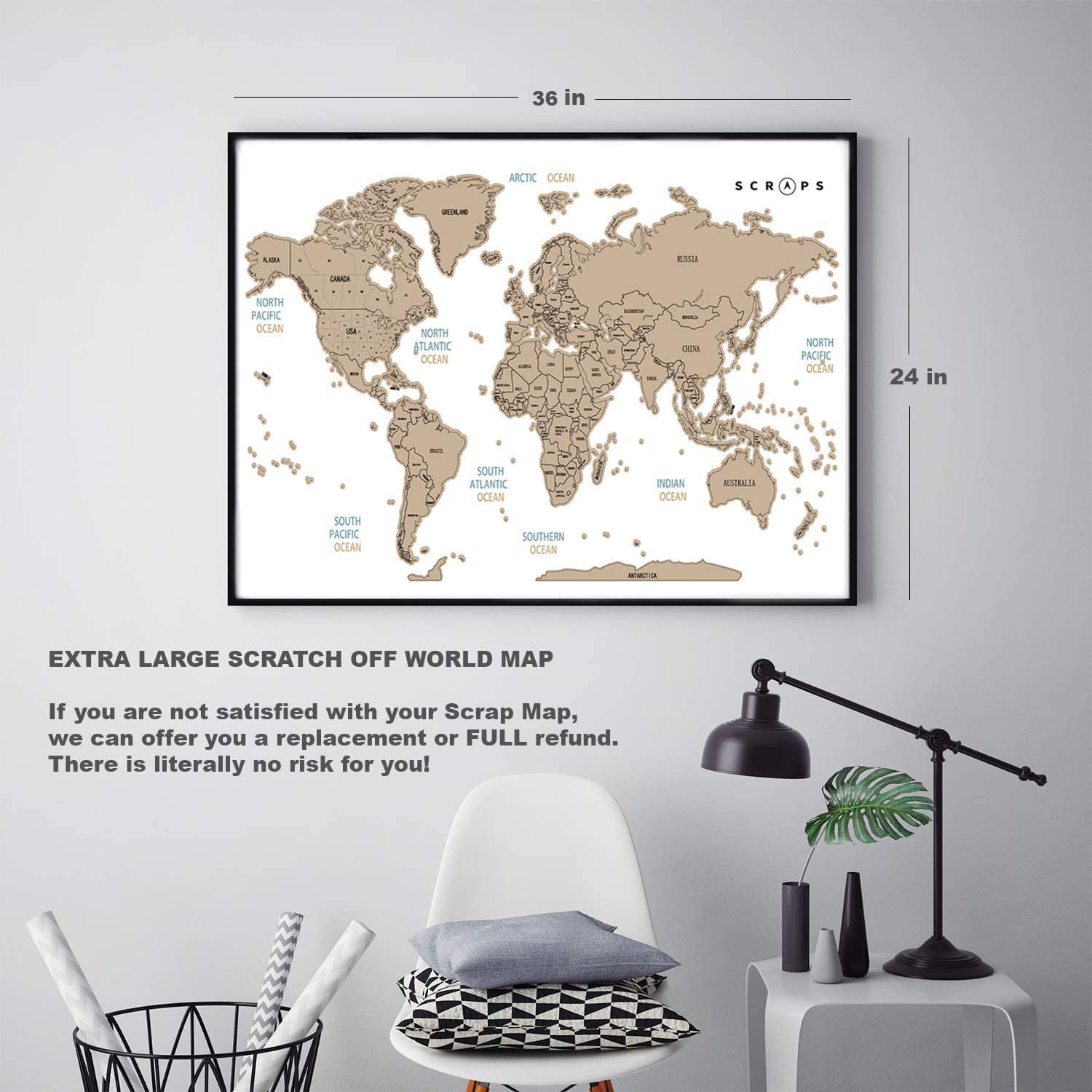 Scratch Off World Map, Travel Scratch Map - Outlined States – RadWish