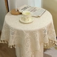 thumbnail image 1 of Manteles,Mantel de encaje beige con borlas, mantel de algodón vintage de ganchillo lavable para la decoración del banquete del banquete de boda de la cena Adepaton BST3014448-2, 1 of 6
