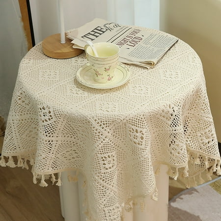 

Vintage Tablecloth or Overlay Round Machine Washable Shabby Chic Vintage Lace