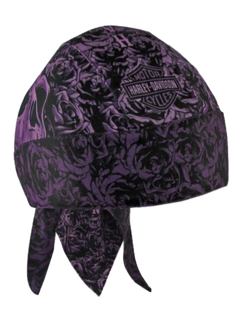 HarleyDavidson Women's Rebel Rider Roses Headwrap, Purple & Black
