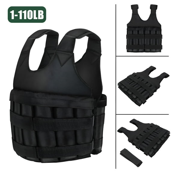TELOLY Weighted Vest, Weighted Vest with Fastener Tape, 110lb Max Load Weighted Vest with Thickened Shoulder Pads, Fitness Exercise Steel Plate Fitness Vest for Men Women