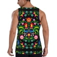 thumbnail image 3 of Fotbe Roosters and Flowers Pattern Men's Quick Dry Workout Tank Top Gym Muscle Tee Fitness Bodybuilding Sleeveless T Shirt Breathable Workout Shirt-X-Large, 3 of 9