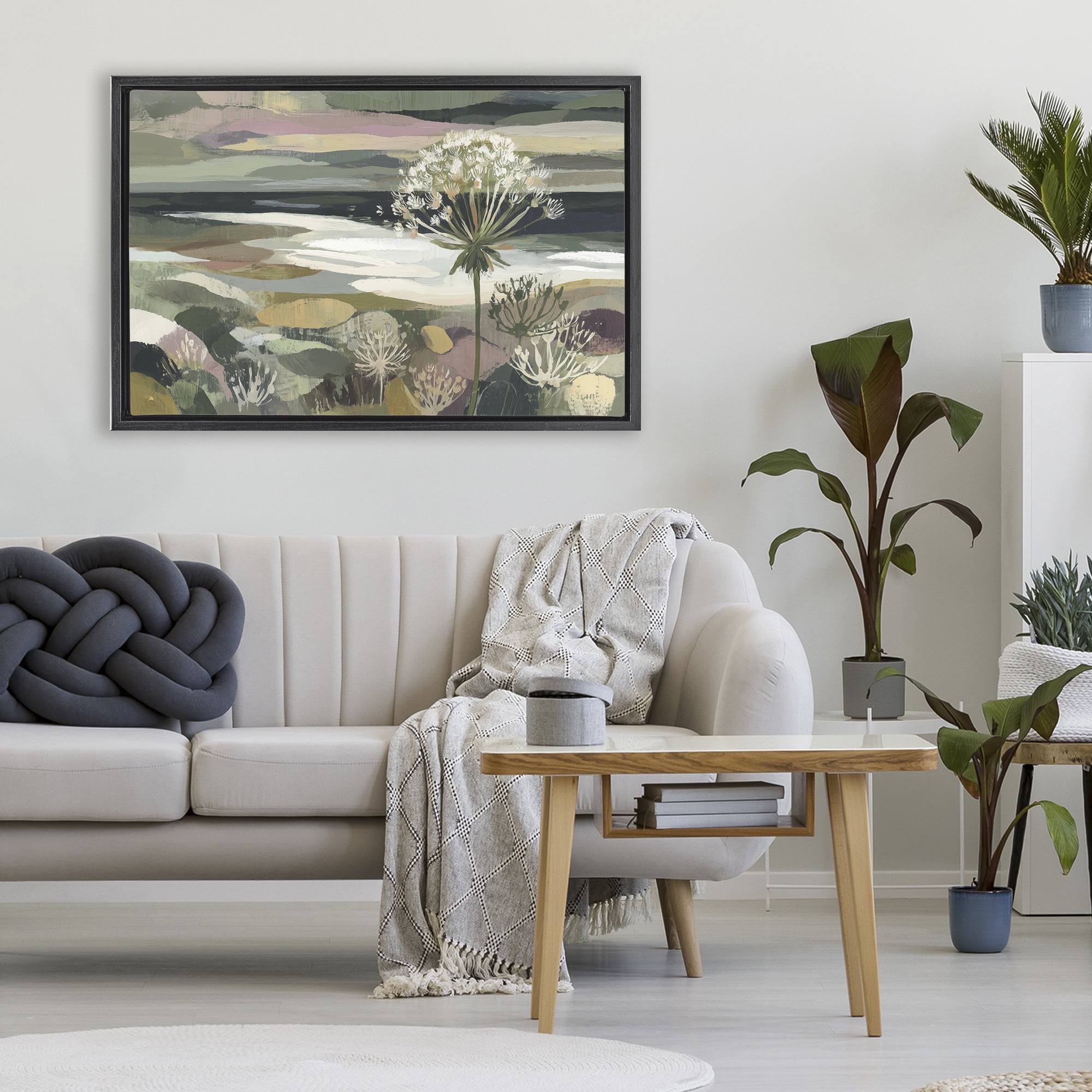 Stupell Industries Dandelion in Misty Meadow Black Framed Floater Canvas Wall Art, design by Chromatic Storm Studio