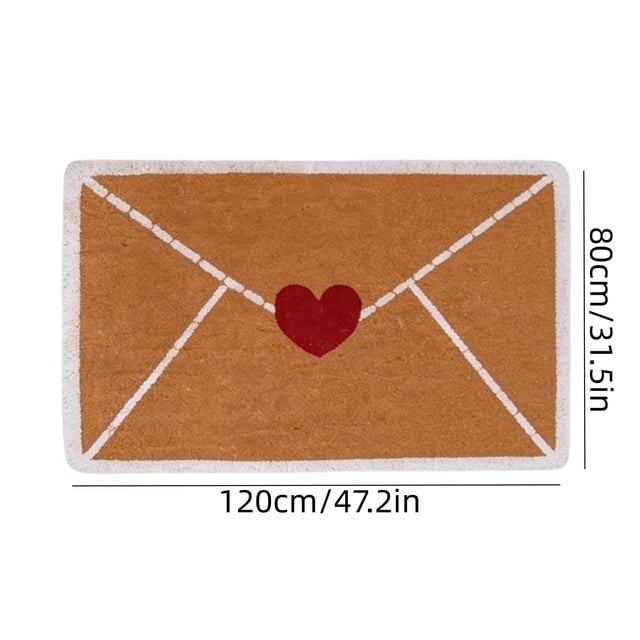 Uklsqma Tapis d'Entrée Extérieur en Forme de Cœur / Tapis Rouge à Endos Non Caoutchouc / Tapis de Sol en Fibre de Lin Durable / Endos Antidérapant / Déco Intérieure Extérieure pour Porte d'Entrée / Cadeau de la Saint-Valentin, Mariage, Fête