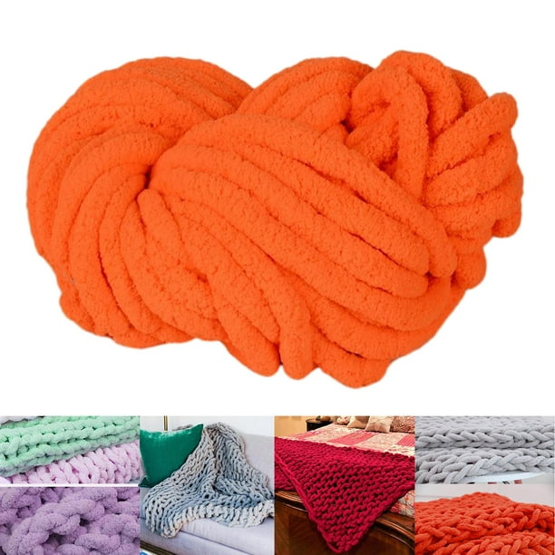 Shangren Chunky Chenille Yarn Gauge 7 Acrylic Fibers for Bed Hand Knitting DIY Crafts Orange Walmart
