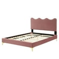 thumbnail image 4 of Platform Bed Frame, Full Size, Pink, Velvet, Modern Contemporary, Bedroom Master Guest Suite Room, 4 of 12