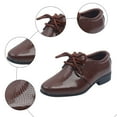 thumbnail image 4 of Boys Dress Shoes Lace up Vintage Pattern Leather Pointed Toe Chunky Heel School Uniform Party Prom Oxford Shoes Brown 12 Little Kids, 4 of 4