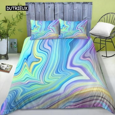 Printing Bedding Set Colorful Stripe Comforter Cover Soft Bedding Set Twin King Size 3pcs Polyes